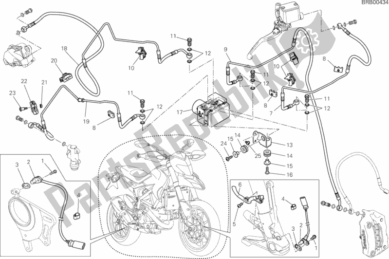 Todas as partes de Sistema De Freio Antitravamento (abs) do Ducati Hypermotard USA 821 2013